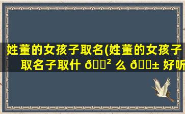 姓董的女孩子取名(姓董的女孩子取名子取什 🌲 么 🐱 好听)